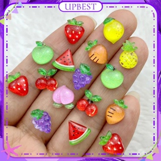 ♕ 50 ชิ้น Nail Art 3d Shiny Fruit Series เครื่องประดับเรซิ่นผสมสีดอกไม้ Charm อุปกรณ์ตกแต่งเล็บแต่งเล็บสำหรับเล็บ Shop 10 Designs UPBEST