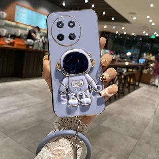 พร้อมส่ง เคสโทรศัพท์มือถือ TPU ชุบไฟฟ้า ลายนักบินอวกาศ หรูหรา พร้อมสายคล้องข้อมือ สําหรับ Realme11 11NFC C51 C53 4G Realme 11 Pro+ Pro