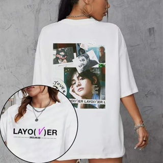 เสื้อยืดแขนสั้นลําลอง คอกลม ผ้าฝ้าย พิมพ์ลาย Kpop BANGTAN V Kim Tae Hyung Layover FIRST SOLO ALBUM สําหรับผู้ชาย และผู้หญิง 2023