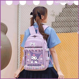 Sq2 Sanrio Kuromi Cinnamon กระเป๋าเป้สะพายหลัง กระเป๋านักเรียน อเนกประสงค์ พิมพ์ลาย ความจุขนาดใหญ่ สําหรับผู้หญิง