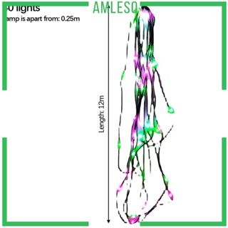[Amleso] สายไฟหิ่งห้อย LED 40 ดวง RGB ยาว 12 ม. สําหรับตกแต่งงานแต่งงาน หอพัก