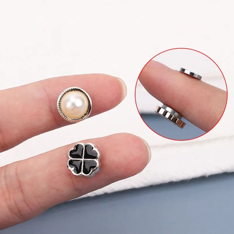 มุกเทียม เพชร ดอกคามิเลีย ปุ่มแม่เหล็ก / DIY โลหะ ป้องกันการแอบมอง เข็มกลัดแม่เหล็ก / แฟชั่น ดอกไม้ มองไม่เห็น เสื้อเชิ้ต เชื่อมโยง เข็มกลัด เครื่องประดับ / แมนนวล จักรเย็บผ้า เสื้อผ้า Ac