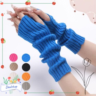 Dealshop ถุงมือยาว ข้อมือ โกธิค สีขาว สีดํา ถุงมือถัก ญี่ปุ่น แขนอุ่น พังก์ เปลือยนิ้ว ข้อมือ ข้อมือ เด็กผู้หญิง เด็กผู้ชาย