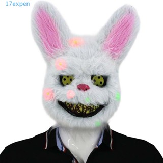 Expen หน้ากาก รูปกระต่ายเรืองแสงในที่มืด มีไฟ LED สําหรับปาร์ตี้ฮาโลวีน