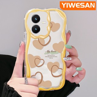 เคสโทรศัพท์มือถือแบบนิ่ม ใส กันกระแทก ลายหัวใจ สีครีม แฟชั่น สําหรับ VIVO Y22 Y22s