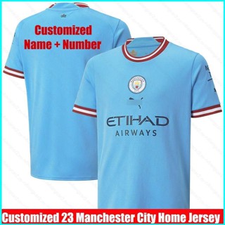 เสื้อกีฬาแขนสั้น ลายการ์ตูนฟุตบอล Manchester City 22-23 ชุดเหย้า สําหรับผู้ชาย