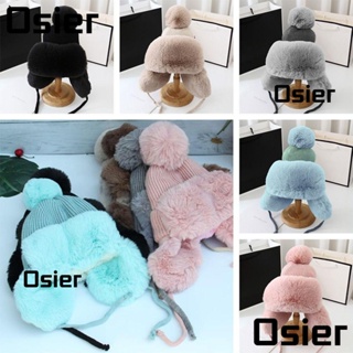 Osier1 หมวกคลุมหู กันลม ผ้ากํามะหยี่ขนนิ่ม สีพื้น ให้ความอบอุ่น แฟชั่นฤดูหนาว สําหรับผู้หญิง