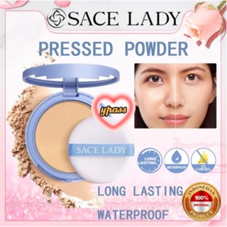 CYREAL Sace Lady แป้งอัดแข็ง Face แป้งกันน้ำควบคุมความมัน Matte Long-Lasting Flawless Setting Powder แต่งหน้าด้วยกระจก Pressed Powder