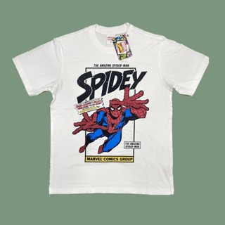 เสื้อยืด Marvel Spiderman Spidey ผ้าสีขาว สกรีนหน้า (ลิขสิทธิ์แท้ มาร์เวล)