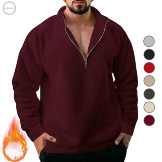 GORGEOUS~Mens Plain Zip Up Sweatshirt Pullover Stand Neck Fleece Jumper Casual Top Hoodie