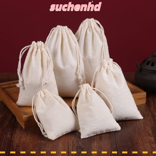 Suchenhd ถุงผ้าฝ้ายมัสลิน สีขาว คุณภาพดี 4*4.7 นิ้ว 50 ชิ้น