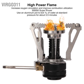 Virgo311 เตาแก๊สขนาดเล็กพับ Piezoelectric IGNITION Stable สนับสนุนเตาแคมป์แบบพกพาสำหรับการเดินป่ากลางแจ้ง