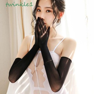 Twinkle1 ถุงมือยาว สีพื้น ผู้หญิง ป้องกันรังสียูวี กันแดด ความยาวเหนือข้อศอก
