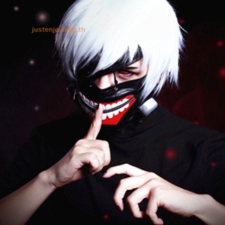 { Justenjoyingg.th } หน้ากากคอสเพลย์ หนัง PU มีซิป ปรับได้ สําหรับ Tokyo Ghoul Kaneki Ken 1 ชิ้น