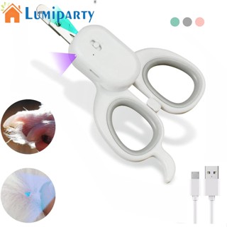 Lumiparty กรรไกรตัดเล็บสัตว์เลี้ยง แบบมืออาชีพ พร้อมไฟ Led สเตนเลส ด้ามจับกันลื่น กรรไกรตัดเล็บ สําหรับสัตว์เลี้ยง