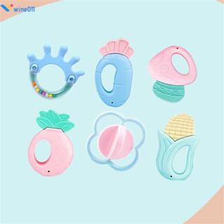 Rattle ทารกแรกเกิด Molar Stick Boilable การงอกของฟันของเล่นสำหรับทารก 036 เดือน Soothing Baby Rattle กัดเพลง Soothing ของเล่นซิลิกาเจล Strong และ Fall เด็กกัด wine011