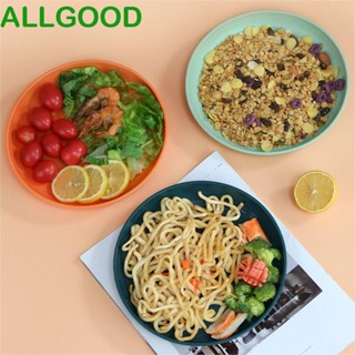 Allgoods จานฟางข้าวสาลี พลาสติก ทรงกลม น้ําหนักเบา วางซ้อนกันได้ 15 ซม. ปลอดภัย สําหรับไมโครเวฟ