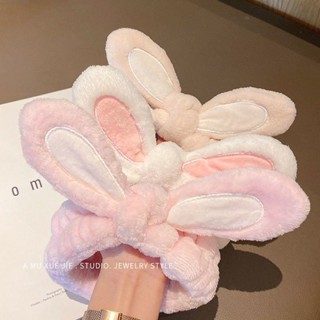 Hot Sale# Korean style girl heart rabbit ear cartoon mask hair band face washing bath makeup cute non-slip hair scarf headwear 8cc
