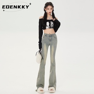 EOENKKY กางเกงขายาว กางเกงยีสน์ผู้หญิง ทรงหลวม ๆ ตรง Retro Hip Hop Pants 2023 NEW Style WNK23906FG 36Z230909