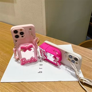 3D สําหรับ Xiaomi Poco X3 NFC M3 Pro M4Pro F4 F3 F2Pro F5 M5 X5Pro Mi Mix2S Mix3 เคสมือถือ Soft TPU Case เคสป้องกัน Cute Cartoon Barbie Mirror Coin Purse เปลือกกันกระแทก ซองซิลิโคน มีเชือกแขวนอยู่