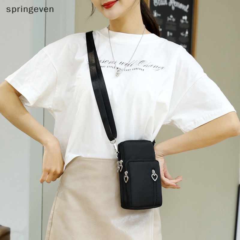 [springeven] กระเป๋าสะพายไหล่ กระเป๋าถือ ผ้าแคนวาส ขนาดเล็ก สไตล์เกาหลี มีซิป ใส่โทรศัพท์ได้ สําหรับผู้ชาย ผู้หญิง นักเรียน พร้อมส่ง