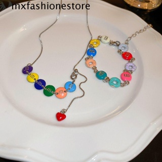 Mxfashione สร้อยข้อมือ สไตล์เกาหลี ของขวัญ ปาร์ตี้ บุคลิกภาพ โดนัท ที่มีสีสัน หวาน ไม่ซ้ําใคร ฮาราจูกุ M สร้อยคอตัวอักษร