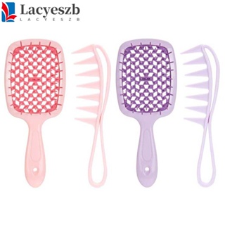 Lacyeszb ชุดหวีแปรงนวดหนังศีรษะ ABS แบบพกพา สีม่วง สีชมพู สําหรับครัวเรือน