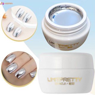 กระป๋อง METALLIC จิตรกรรมเจลสำหรับเล็บ Art Soak Off เจลเล็บ Gold Silver Mirror Glitter UV เล็บเจลเคลือบเงาเล็บตกแต่ง veemm