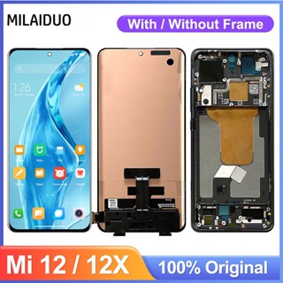 ของแท้ หน้าจอแสดงผล สําหรับ Mi 12 Xiaomi 12 2201123G หน้าจอแสดงผล Lcd หน้าจอสัมผัส Digitizer พร้อมกรอบเปลี่ยน