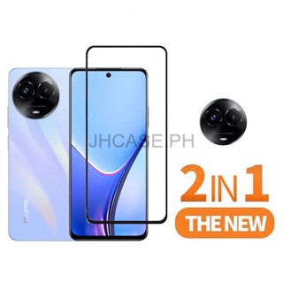 2in1 ฟิล์มกระจกนิรภัยกันรอยหน้าจอ แบบเต็มจอ สําหรับ Realme 11x 11 4G 10 5G 10T 10S 9 9 Pro 9i