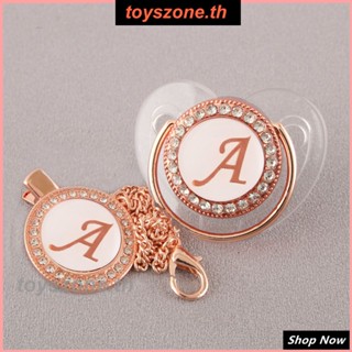 Rose Gold Letter Baby DiamondจุกนมทารกแรกเกิดComfort Playปากพร้อมคลิปโซ่ (toyszone.th)