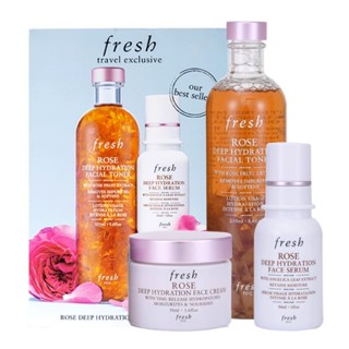 Fresh Rose โทนเนอร์กล่องของขวัญ ให้ความชุ่มชื้น 250 มล. + เอสเซ้นส์ 30 มล. + ครีมบํารุงผิวหน้า 50 มล. สําหรับหญิงตั้งครรภ์ 3 ชิ้น