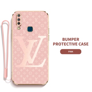 LV Ybd เคสโทรศัพท์มือถือ ซิลิกาเจล บาง พร้อมสายคล้อง ป้องกันเลนส์ สําหรับ Vivo Y17 Y15 Y12 Y12i Y11 2019 1901 1902 1904 1940 1906