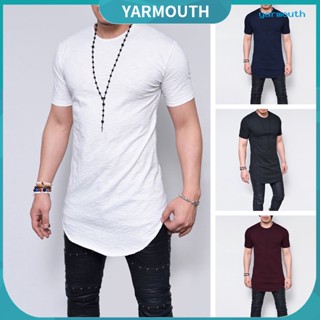 Yyr-- เสื้อยืดคอกลม แขนสั้น ทรงสลิมฟิต ชายเสื้อไม่สม่ําเสมอ สีพื้น แฟชั่นฤดูร้อน สําหรับผู้ชาย