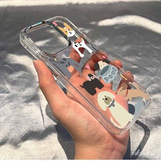 เคสโทรศัพท์มือถือแบบใส กันกระแทก ลายการ์ตูนลูกสุนัขน่ารัก สําหรับ iPhone 15 14 13 12 11 pro max 14promax 13promax 7plus 8plus xr xsmax 14plus xs 12pro 13pro