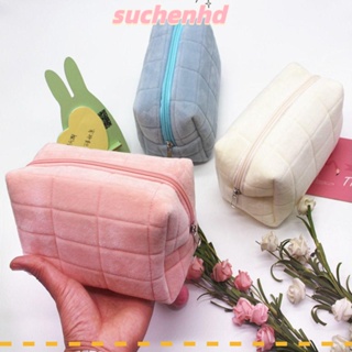 Suchenhd กระเป๋าเครื่องสําอาง ผ้ากํามะหยี่ขนนิ่ม อเนกประสงค์ สีพื้น คุณภาพสูง