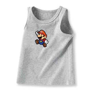 เสื้อยืดแขนกุด พิมพ์ลาย Mario แฟชั่นฤดูร้อน สําหรับเด็กผู้ชาย