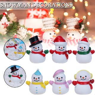 Mini Snowman Figurine Christmas Miniature Ornaments Resin Desktop Decorations