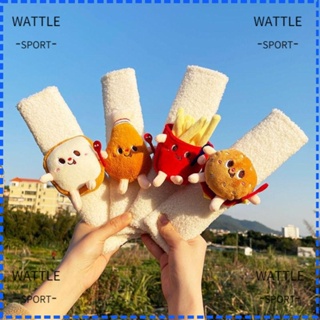 Wattle ปลอกหุ้มสายเข็มขัดนิรภัย แบบนิ่ม ลายการ์ตูนแฮมเบอร์เกอร์เฟรนช์ฟรายส์ คุณภาพสูง สําหรับรถยนต์