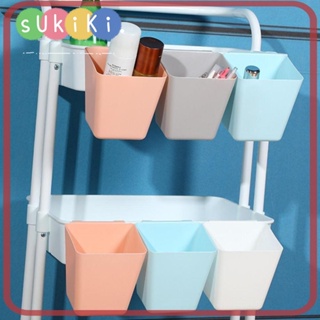 Sukiki ตะกร้าเก็บของพลาสติก แบบแขวนผนัง 4 สี พกพาง่าย สําหรับห้องครัว ห้องน้ํา