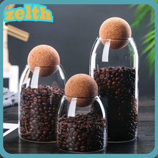 Zelth โหลแก้วเก็บอาหาร ชา กาแฟ น้ําตาล พร้อมจุกไม้คอร์ก