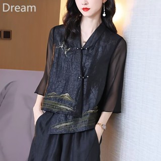 Fashion silk-like top womens buckle design sense Chinese style cardigan short coat