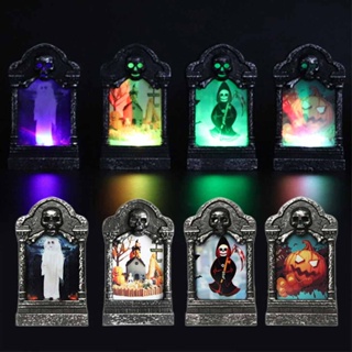 Transform Your Garden into a Spooky Delight with the 4pcs Halloween Luminous LED Tombstone Lamp