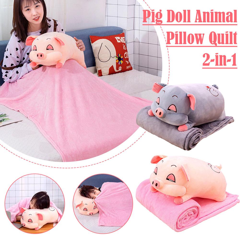 หมอนผ้าห่ม ลายหมูน่ารัก ขนาด 40 ซม. 50 ซม. ใช้ได้สองแบบ เหมาะกับฤดูร้อน สําหรับเครื่องปรับอากาศรถยนต์ สํานักงาน