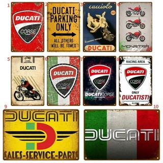 โปสเตอร์โลหะดีบุก ลาย Ducati Garage สไตล์วินเทจ เรโทร สําหรับตกแต่งผนังห้อง