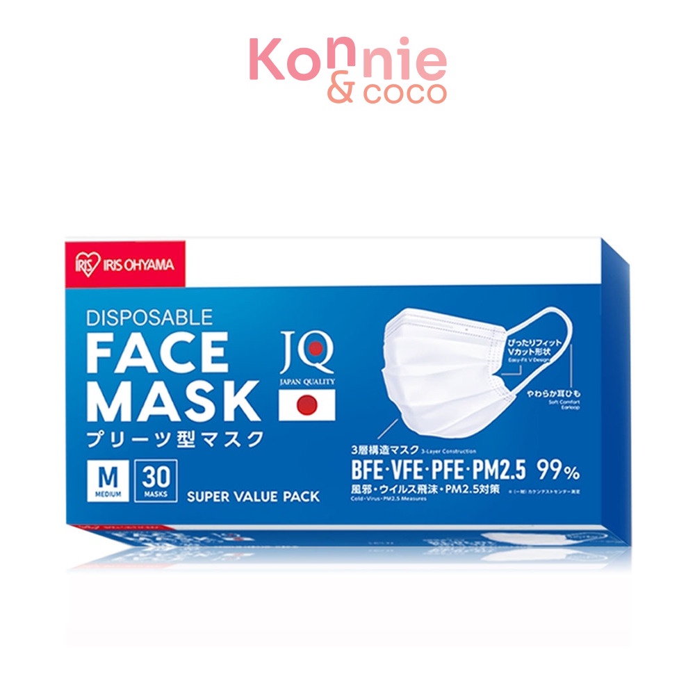 IRIS OHYAMA Disposable Face Mask Size M [30pcs] หน้ากากอนามัย ไอริส โอยามะ คุณภาพมาตรฐานแบรนด์ญี่ปุ่น.
