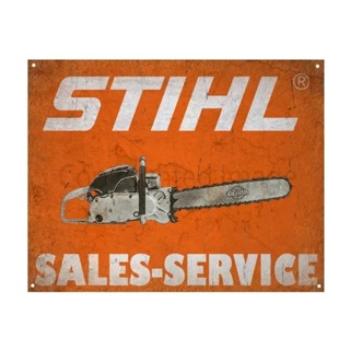 ป้ายโปสเตอร์โลหะดีบุก ลาย Stihl Chainsaw สไตล์วินเทจย้อนยุค สําหรับตกแต่งผนัง โรงรถ