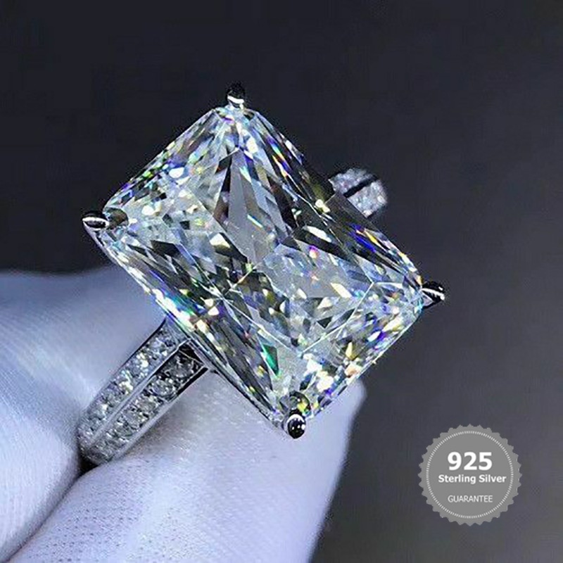BiBi Jewelry S925 Silver New Large Zircon Ring Simple Jewelry
