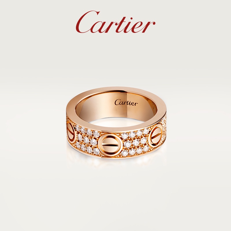 [พร้อมบรรจุภัณฑ์] Cartier Cartier LOVE Series โรสโกลด์ ทองคําขาว เพชร แหวนกว้าง ของขวัญคู่รัก