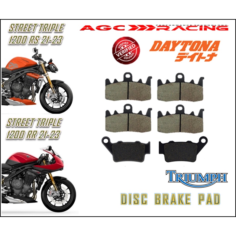 ผ้าเบรค TRIUMPH STREET TRIPLE 1200 RS STREET TRIPLE 1200 RR 21-23 คุณภาพสีดํา